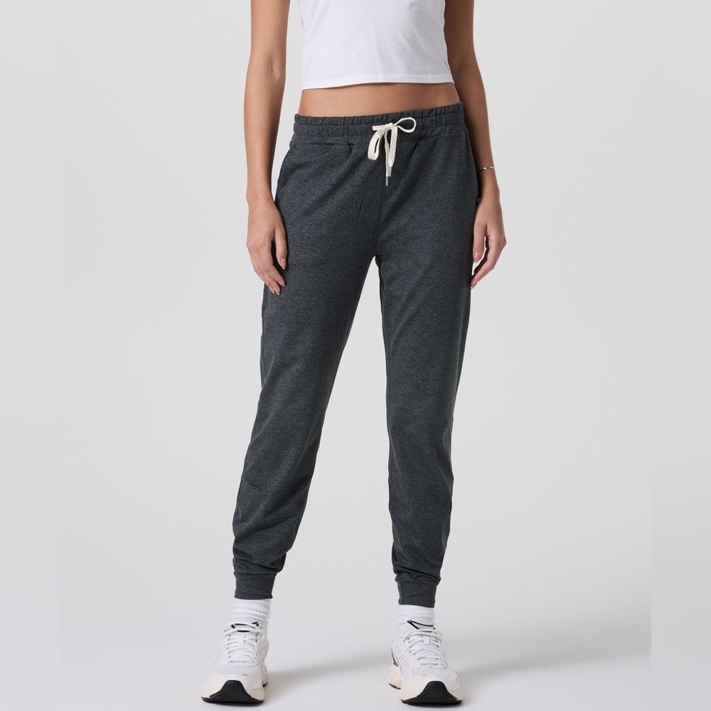 Vuori Performance Jogger Sweatpants Charcoal Heather Gray Side Stripe Size Large